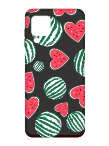 Матовий чорний чохол на Samsung Galaxy M32 / A22 / M22 4G :: Кавуни сердечка (принт 343)