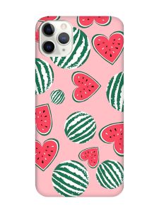 Матовий рожевий чохол на iPhone 11 Pro Max (6.5) :: Кавуни сердечка (принт 343)