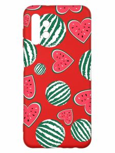 Матовий червоний чохол на Samsung A13 4G :: Кавуни сердечка (принт 343)