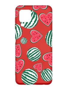 Матовий червоний чохол на Samsung Galaxy M32/A22/M22 4G :: Кавуни сердечка (принт 343)