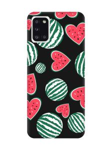Матовий чорний чохол на Samsung Galaxy A31 :: Кавуни сердечка (принт 343)