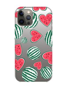 Прозорий чохол на iPhone 12 Pro Max :: Кавуни сердечка (принт 343)