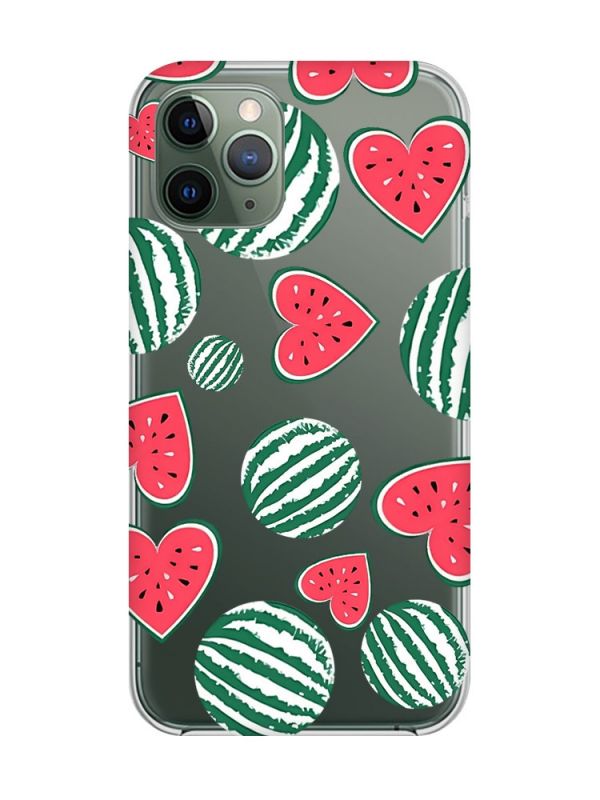 Прозорий чохол на iPhone 12 / 12 Pro :: Кавуни сердечка (принт 343)