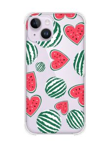 Чохол із потовщеними кутами на iPhone 14 :: Кавуни сердечка (принт 343)