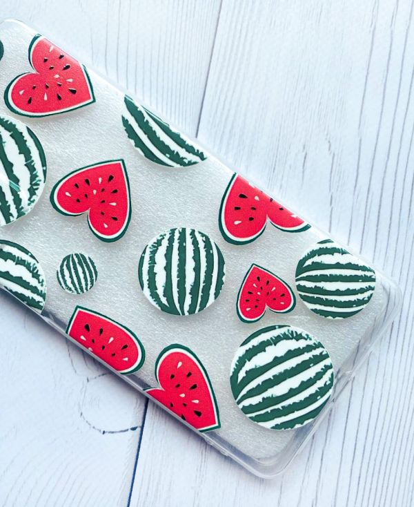 Прозорий чохол на Xiaomi Redmi 10C :: Кавуни сердечка (принт 343)