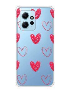Чохол з потовщеними кутами на Xiaomi Redmi Note 12 4G :: Сердечка червоні (принт 77)