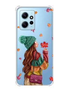 Чохол з потовщеними кутами на Xiaomi Redmi Note 12 4G :: Дівчина з листям (принт 221)