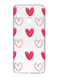 Прозорий чохол на Realme C21Y :: Сердечка червоні (принт 77)
