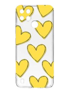 Прозорий чохол на Realme C21Y :: Сердечка жовті (принт 259)