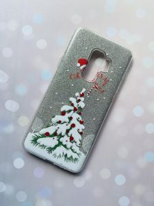 Силіконовий блискучий чохол для Samsung S9 plus Новорічна ялинка