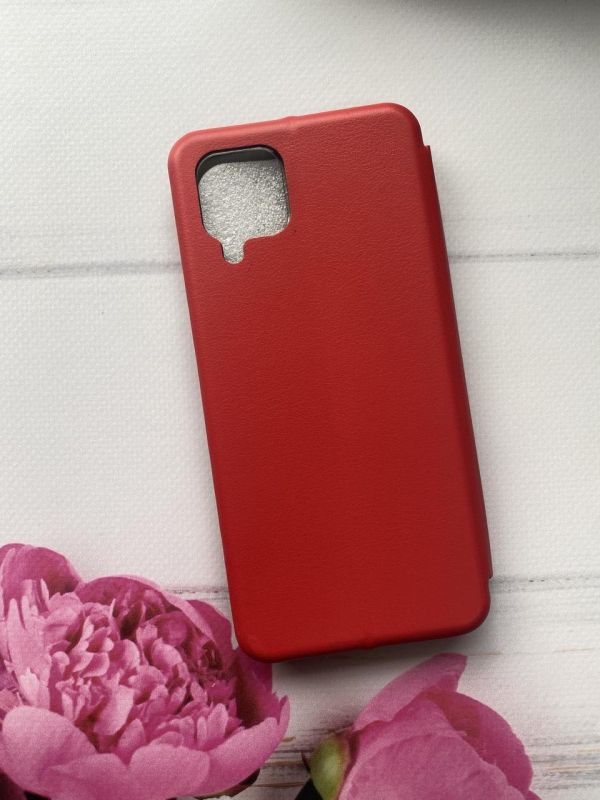 Чохол-книжка з малюнком для Samsung Galaxy A12 Червоний :: Різнокольорові сердечка (принт 332)