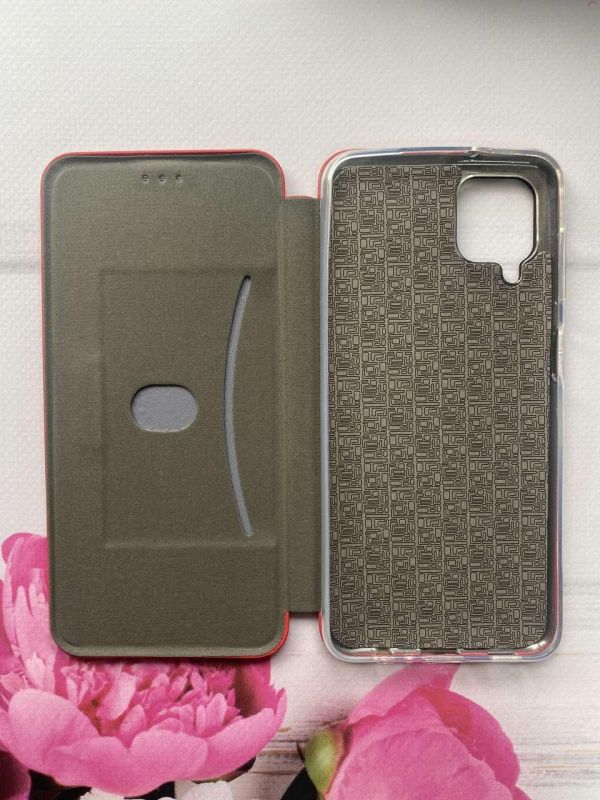 Чохол-книжка з малюнком для Samsung Galaxy A12 Червоний :: Різнокольорові сердечка (принт 332)