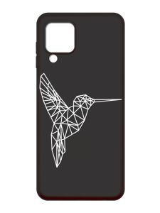 Матовий чорний чохол на Samsung Galaxy M32 / A22 / M22 4G :: Колібрі (принт 123)