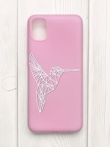 Матовий рожевий чохол на Samsung Galaxy A04E/A042 :: Колібрі (принт 123)