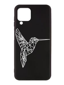 Матовий чорний чохол на Samsung Galaxy A12 :: Колібрі (принт 123)