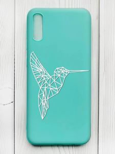 Матовий бірюзовий чохол на Xiaomi Redmi 9А :: Колібрі (принт 123)