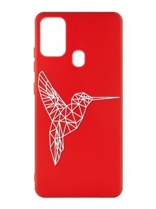 Матовий червоний чохол на Samsung Galaxy M30s/M21 :: Колібрі (принт 123)