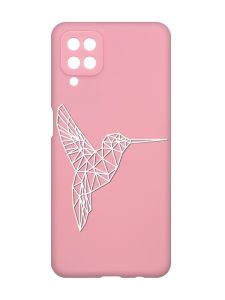 Матовий рожевий чохол на Samsung Galaxy A12 :: Колібрі (принт 123)