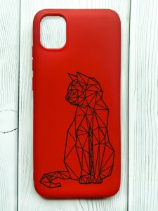 Матовий червоний чохол на Samsung Galaxy A04E/A042 :: Котик (принт 124)
