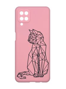 Матовий рожевий чохол на Samsung Galaxy A12 :: Котик (принт 124)
