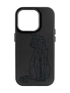 Матовий чорний чохол на Apple iPhone 14 Pro Max :: Котик (принт 124)