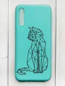 Матовий бірюзовий чохол на Samsung Galaxy A50 (2019) A505/A30s :: Котик (принт 124)