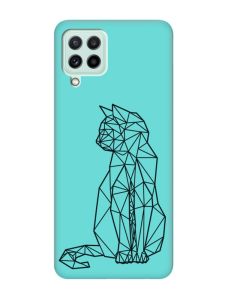 Матовий бірюзовий чохол на Samsung Galaxy M32/M22/A22 4G :: Котик (принт 124)
