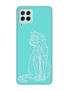 Матовий бірюзовий чохол на Samsung Galaxy M32/M22/A22 4G :: Котик (принт 125)