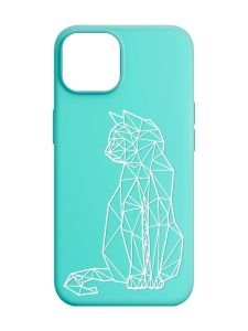 Матовий бірюзовий чохол на Apple iPhone 14 :: Котик (принт 125)