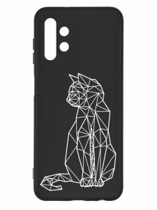 Матовий чорний чохол на Samsung Galaxy A13 4G :: Котик (принт 125)