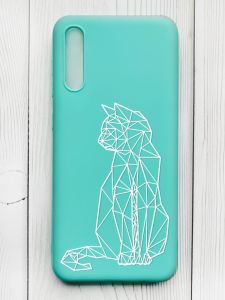Матовий бірюзовий чохол на Samsung Galaxy A50 (2019) A505/A30s :: Котик (принт 125)