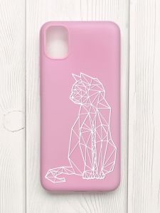 Матовий рожевий чохол на Samsung Galaxy A04E/A042 :: Котик (принт 125)