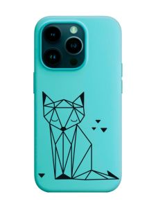 Матовий бірюзовий чохол на Apple iPhone 14 Pro :: Лисиця (принт 126)