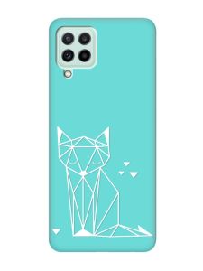 Матовий бірюзовий чохол на Samsung Galaxy M32/M22/A22 4G :: Лисиця (принт 127)