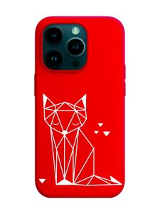 Матовий червоний чохол на Apple iPhone 14 Pro :: Лисиця (принт 127)