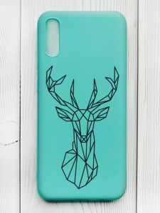 Матовий бірюзовий чохол на Xiaomi Redmi 9А :: Олень (принт 128)