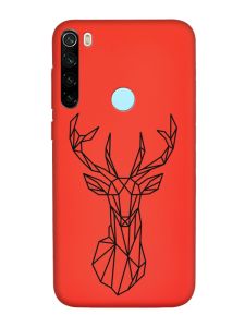 Матовий червоний чохол на Xiaomi Redmi Note 8T :: Олень (принт 128)
