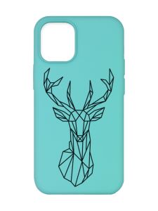 Матовий бірюзовий чохол на Apple iPhone 12/12 Pro (6.1) :: Олень (принт 128)
