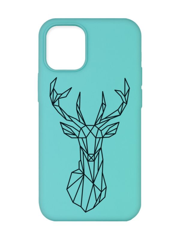 Матовий бірюзовий чохол на Apple iPhone 12/12 Pro (6.1) :: Олень (принт 128)