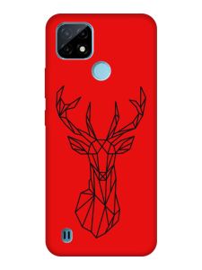 Матовий червоний чохол на Realme C21Y :: Олень (принт 128)