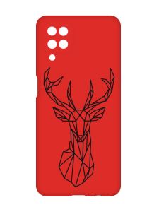 Матовий червоний чохол на Samsung Galaxy A12 :: Олень (принт 128)