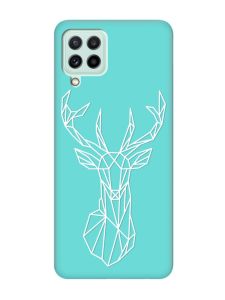 Матовий бірюзовий чохол на Samsung Galaxy M32/M22/A22 4G :: Олень (принт 129)