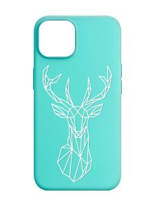 Матовий бірюзовий чохол на Apple iPhone 14 :: Олень (принт 129)