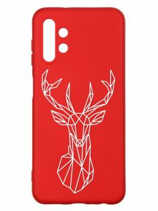 Матовий червоний чохол на Samsung A13 4G :: Олень (принт 129)
