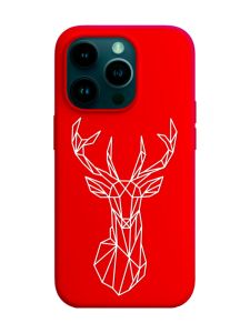 Матовий червоний чохол на Apple iPhone 14 Pro :: Олень (принт 129)