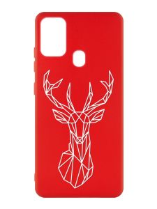 Матовий червоний чохол на Samsung Galaxy M30s/M21 :: Олень (принт 129)