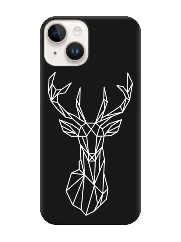 Матовий чорний чохол на Apple iPhone 14 :: Олень (принт 129)
