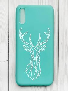 Матовий бірюзовий чохол на Xiaomi Redmi 9А :: Олень (принт 129)