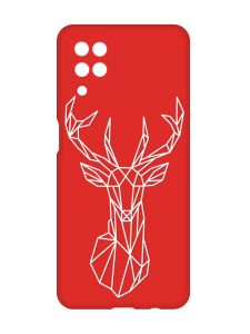 Матовий червоний чохол на Samsung Galaxy A12 :: Олень (принт 129)