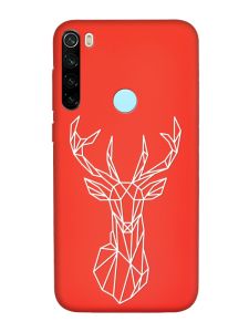 Матовий червоний чохол на Xiaomi Redmi Note 8T :: Олень (принт 129)
